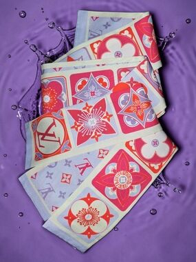 X3 Pink Red Lavender Floral Silk Bandeau